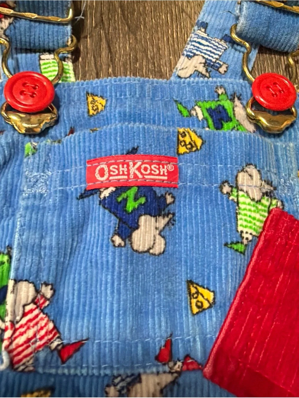 Oshkosh B'gosh Vestback Vintage Corduroy Overalls 12 Months Mouse and Cheese